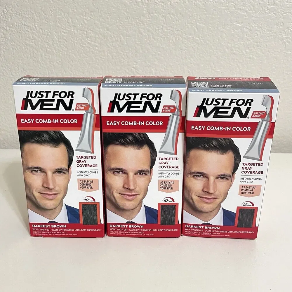 Just For Men Easy Comb-In Color A-50 Darkest Brown Lot of 6 NEW